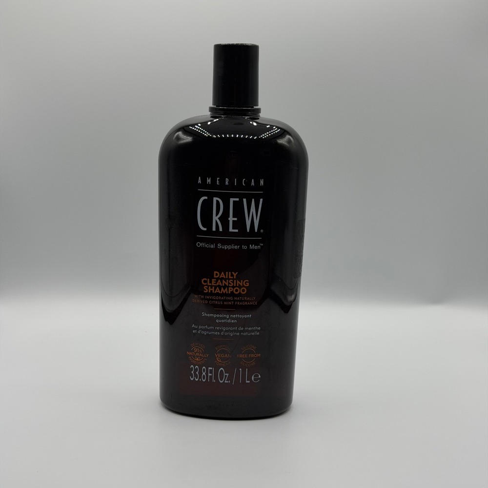 American Crew Daily Cleansing Shampoo 33.8 fl oz 1L Vegan Silicone Free Mens